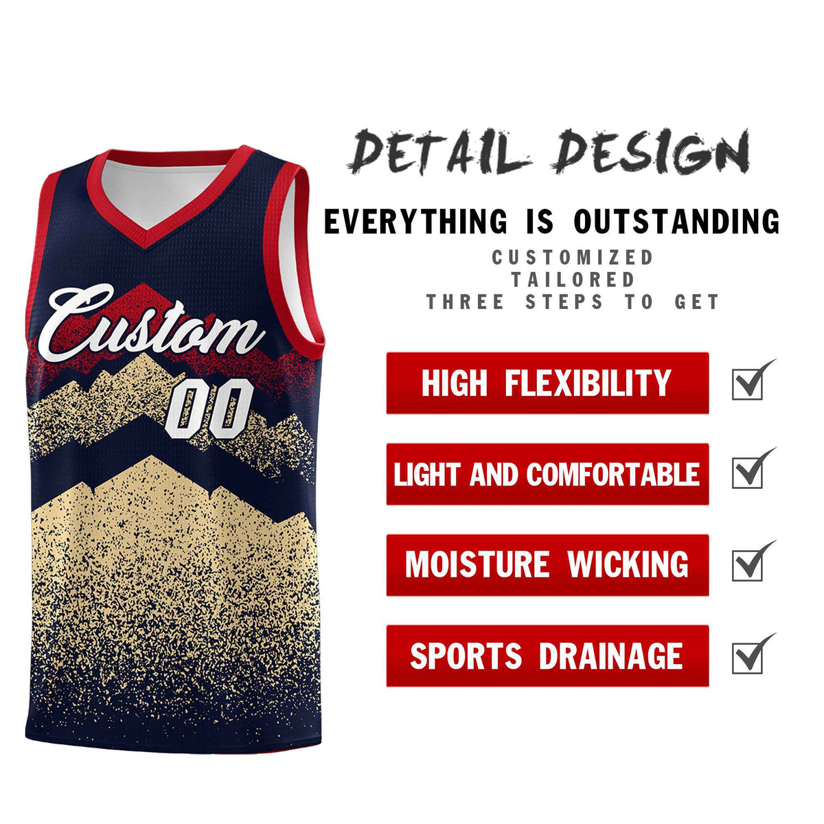 Personalized Youth Basketball Jerseys   Navy Khaki Gradient Mountain Design Uniforms