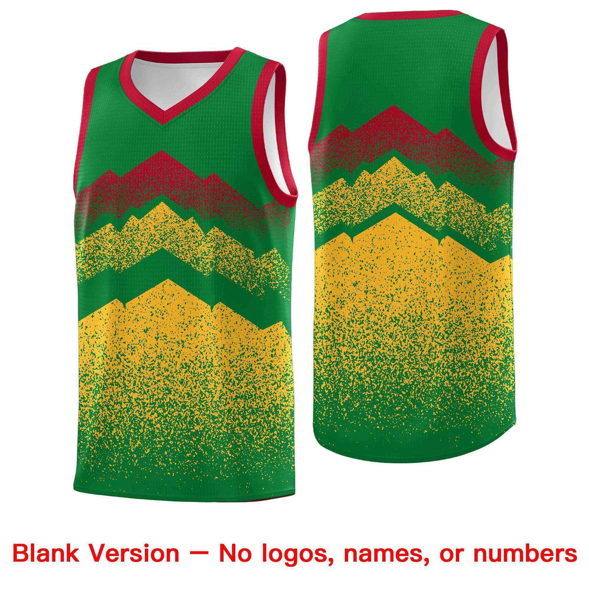Custom Youth Basketball Jerseys Kelly Green Gold Gradient Mountain Design Uniforms