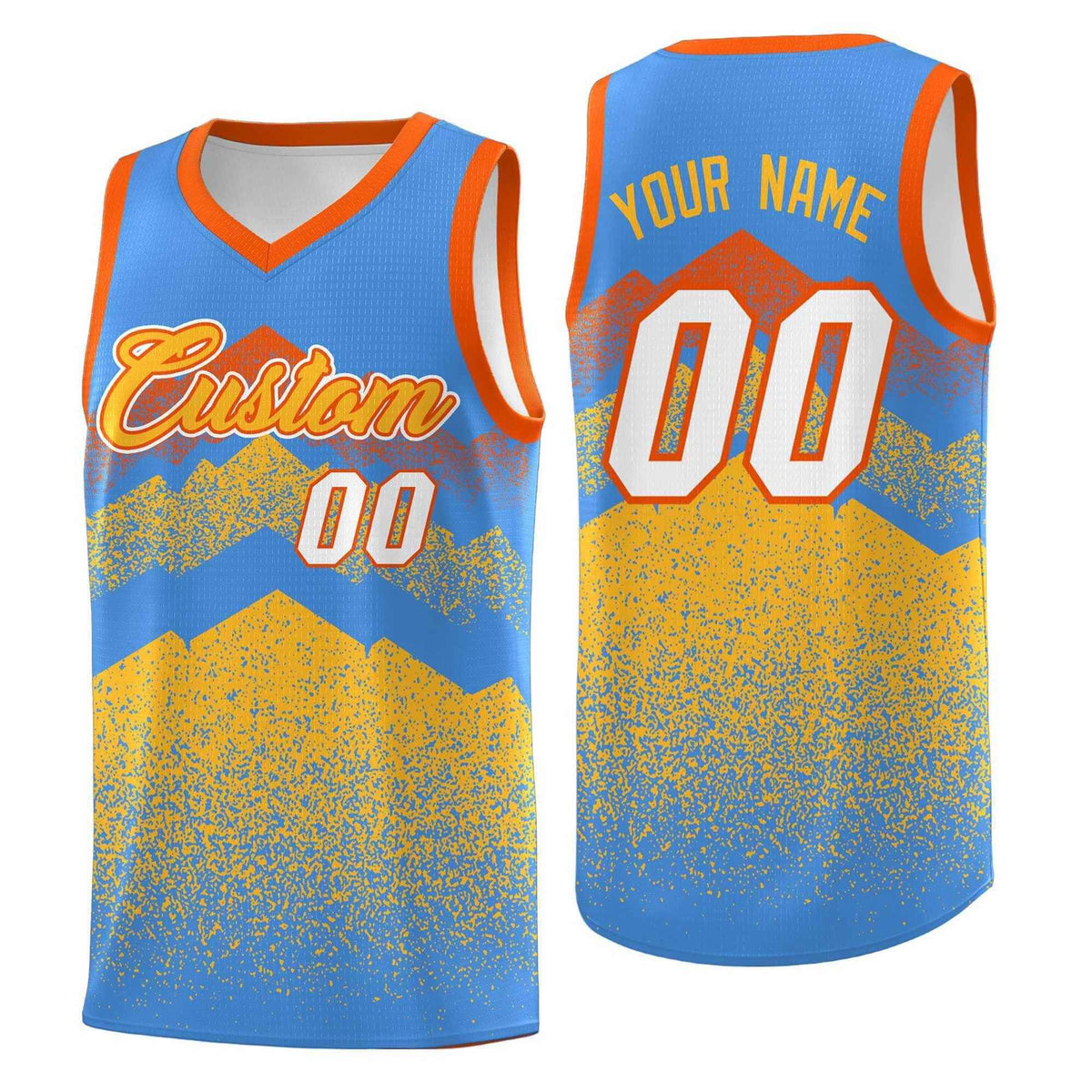 Personalized Youth Basketball Jerseys   Powder Blue Khaki Gradient Mountain Design Uniforms