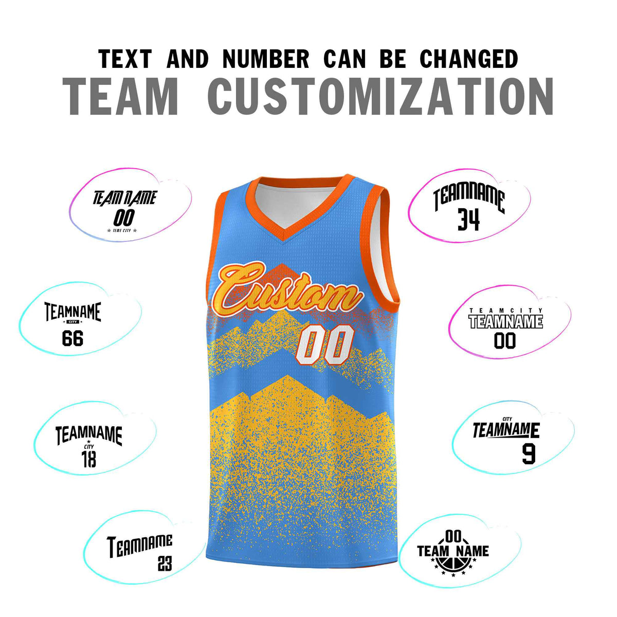 Personalized Youth Basketball Jerseys   Powder Blue Khaki Gradient Mountain Design Uniforms