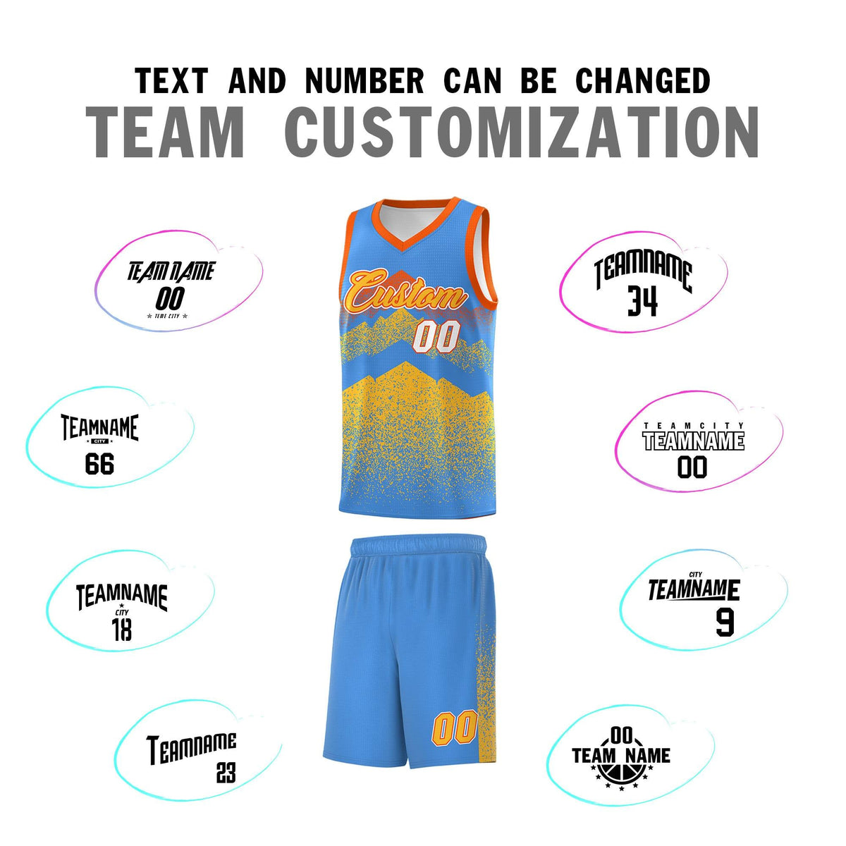 Personalized Youth Basketball Jerseys   Powder Blue Khaki Gradient Mountain Design Uniforms