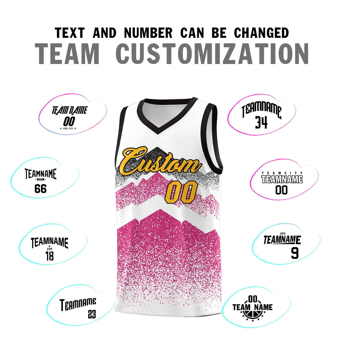 Personalized Youth Basketball Jerseys   White Rose Red Gradient Mountain Design Uniforms