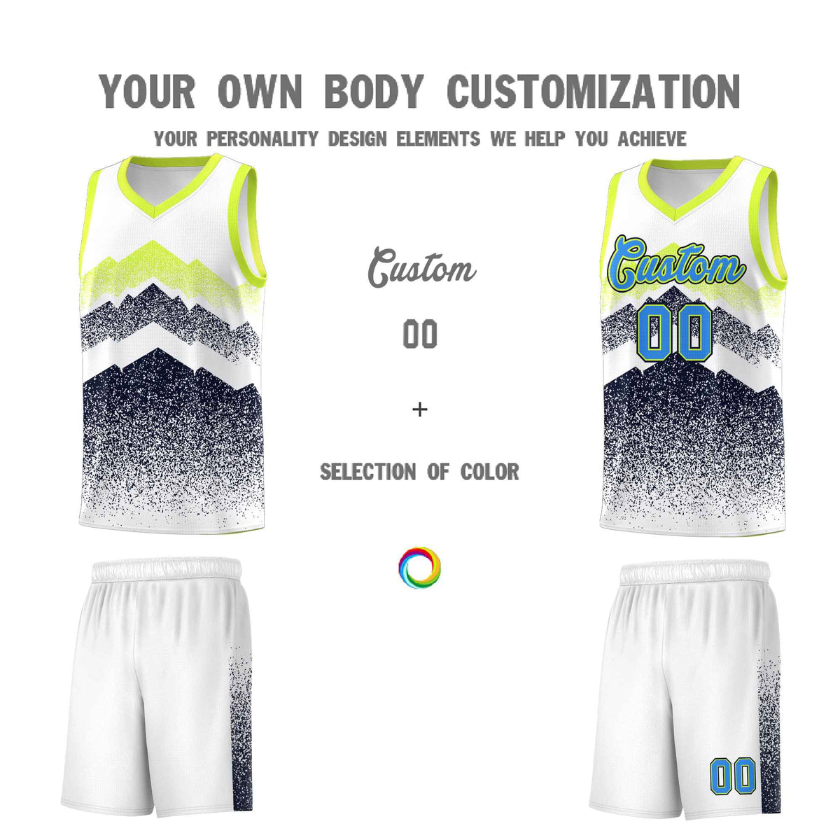Personalized Youth Basketball Jerseys   White Navy Gradient Mountain Design Uniforms