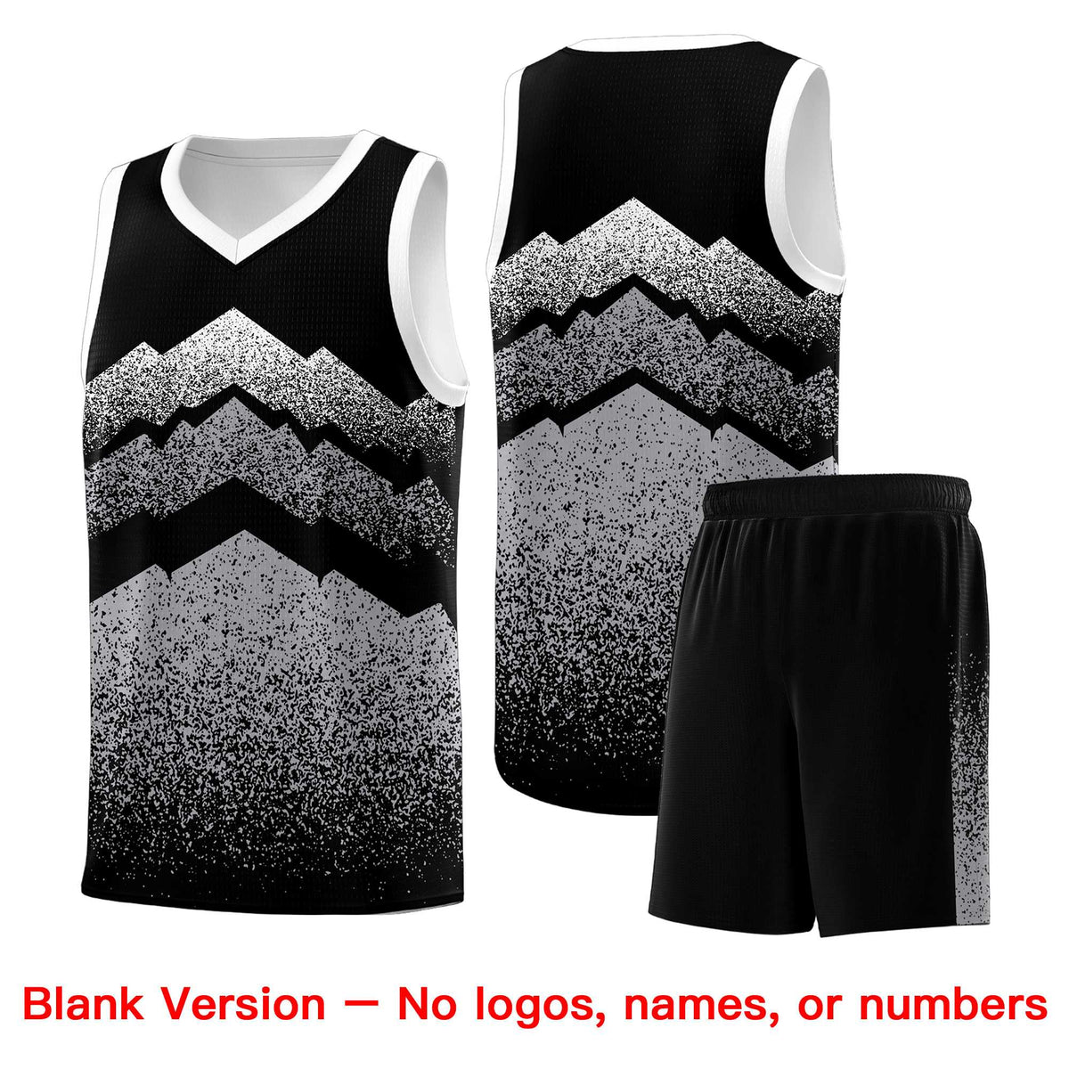 Personalized Youth Basketball Jerseys   Black Gray Gradient Mountain Design Uniforms