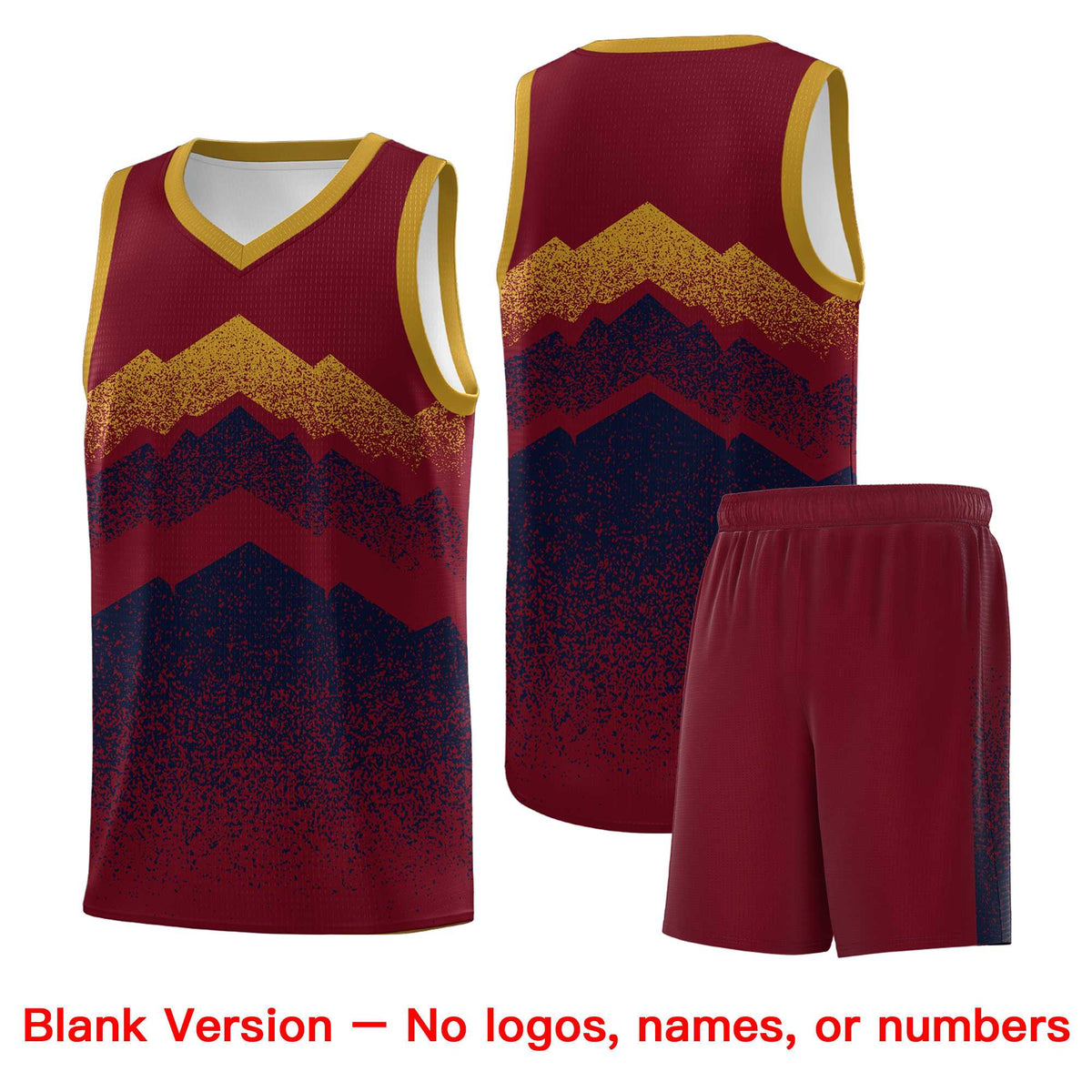 Custom Youth Basketball Jerseys Crimson Navy Gradient Mountain Design Uniforms