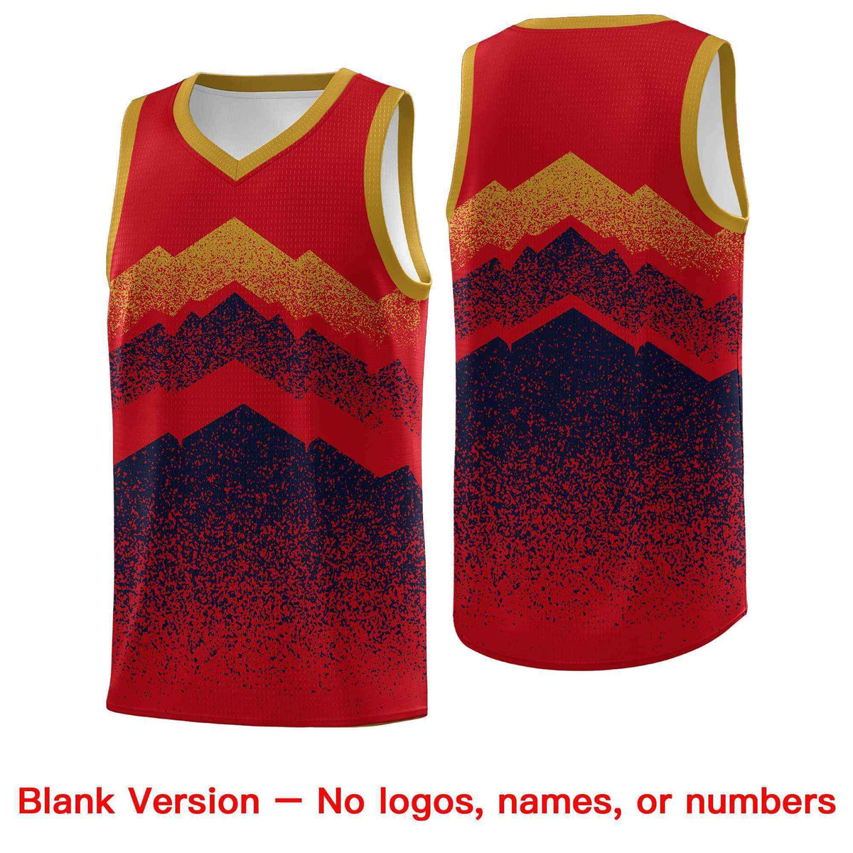 Personalized Youth Basketball Jerseys   Red Navy Gradient Mountain Design Uniforms