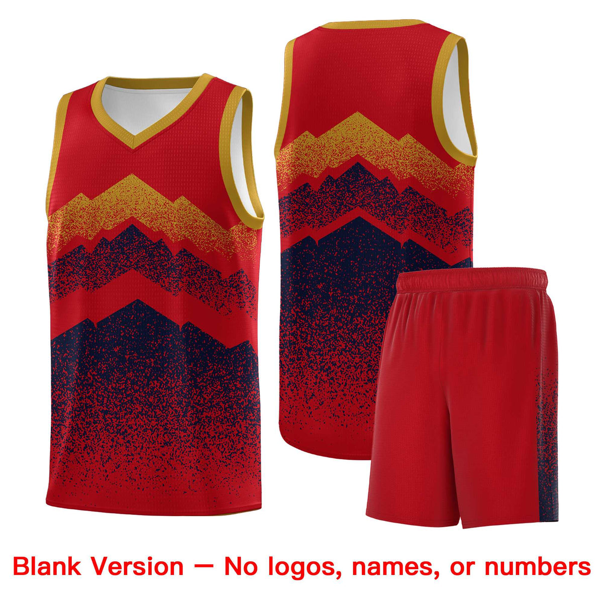 Personalized Youth Basketball Jerseys   Red Navy Gradient Mountain Design Uniforms