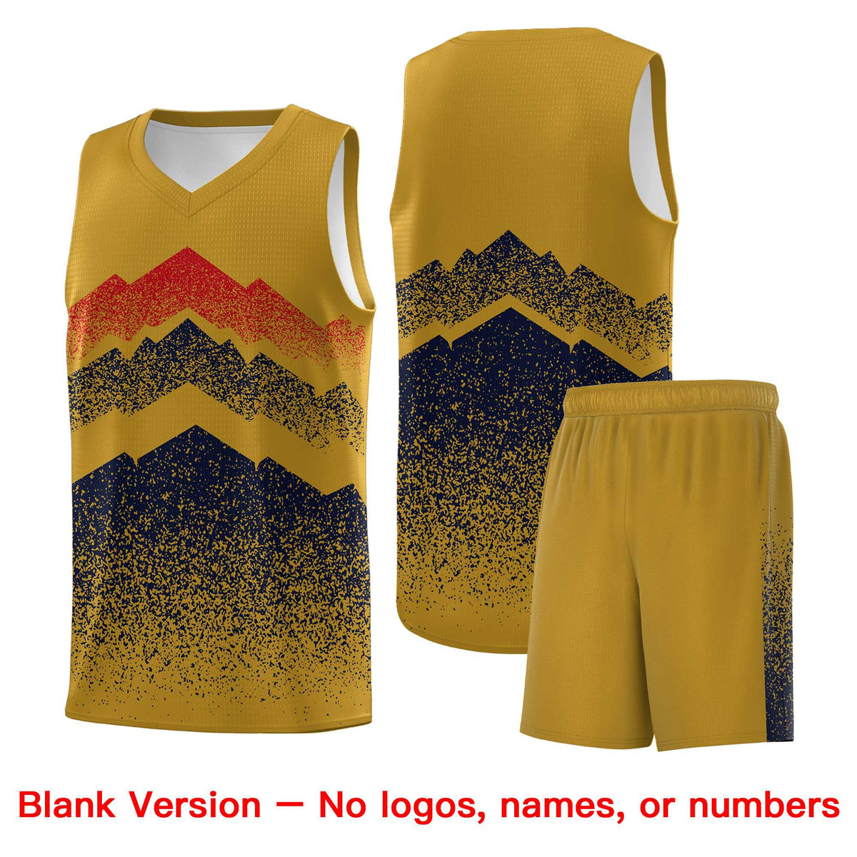 Personalized Youth Basketball Jerseys   Old Gold Navy Gradient Mountain Design Uniforms