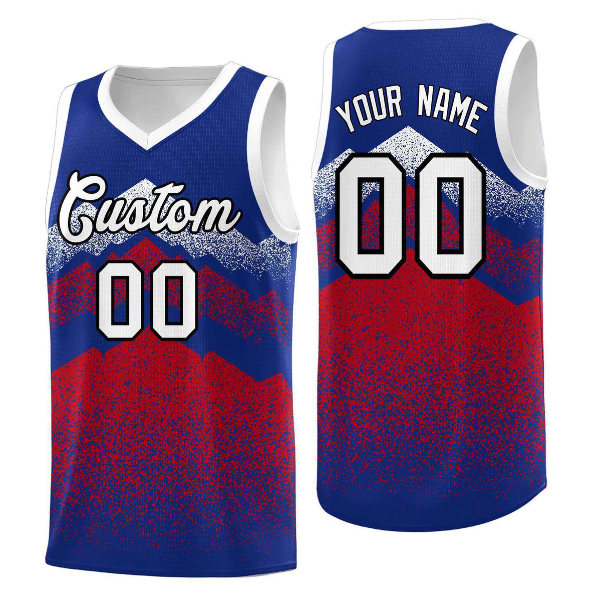Personalized Youth Basketball Jerseys   Royal Red Gradient Mountain Design Uniforms