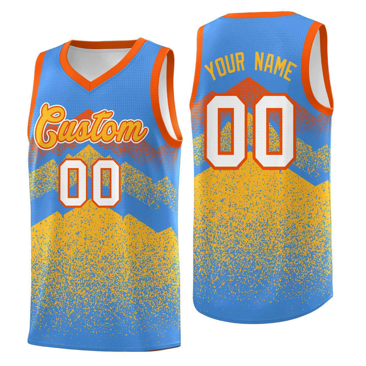 Personalized Youth Basketball Jerseys   Powder Blue Khaki Gradient Mountain Design Uniforms