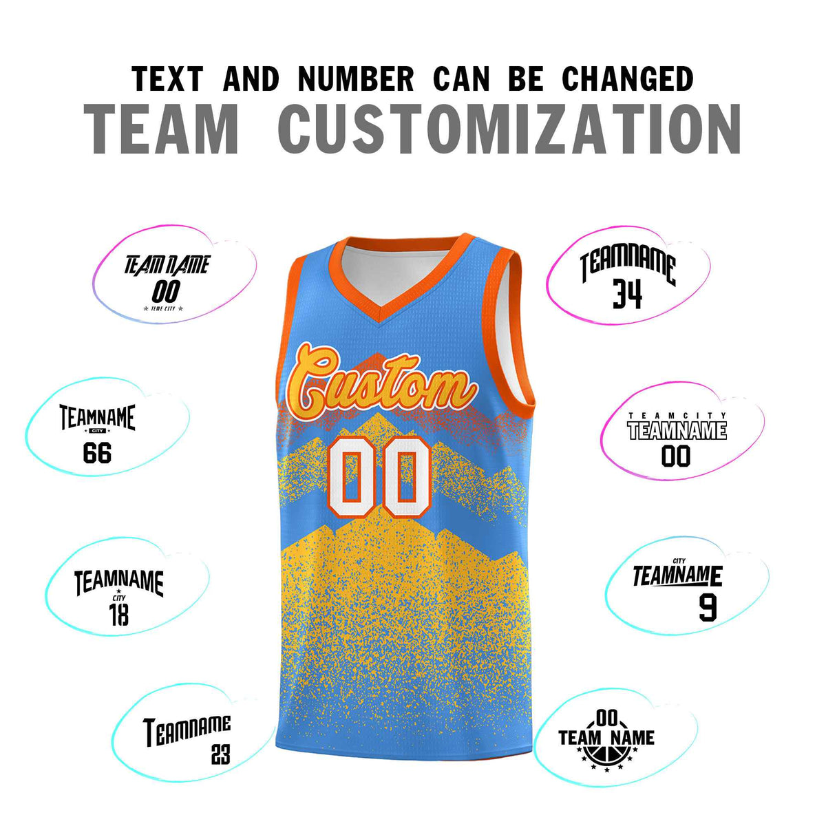 Personalized Youth Basketball Jerseys   Powder Blue Khaki Gradient Mountain Design Uniforms