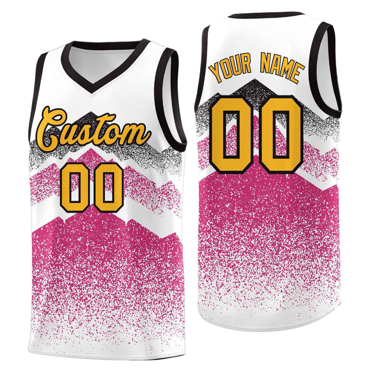 Personalized Youth Basketball Jerseys   White Rose Red Gradient Mountain Design Uniforms