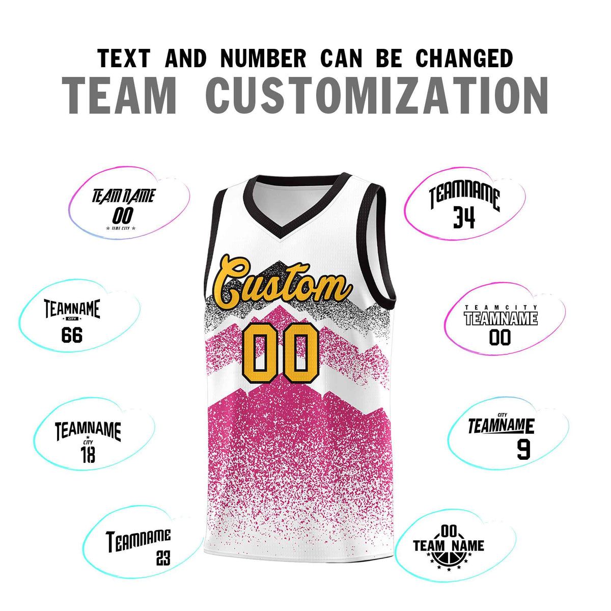 Personalized Youth Basketball Jerseys   White Rose Red Gradient Mountain Design Uniforms