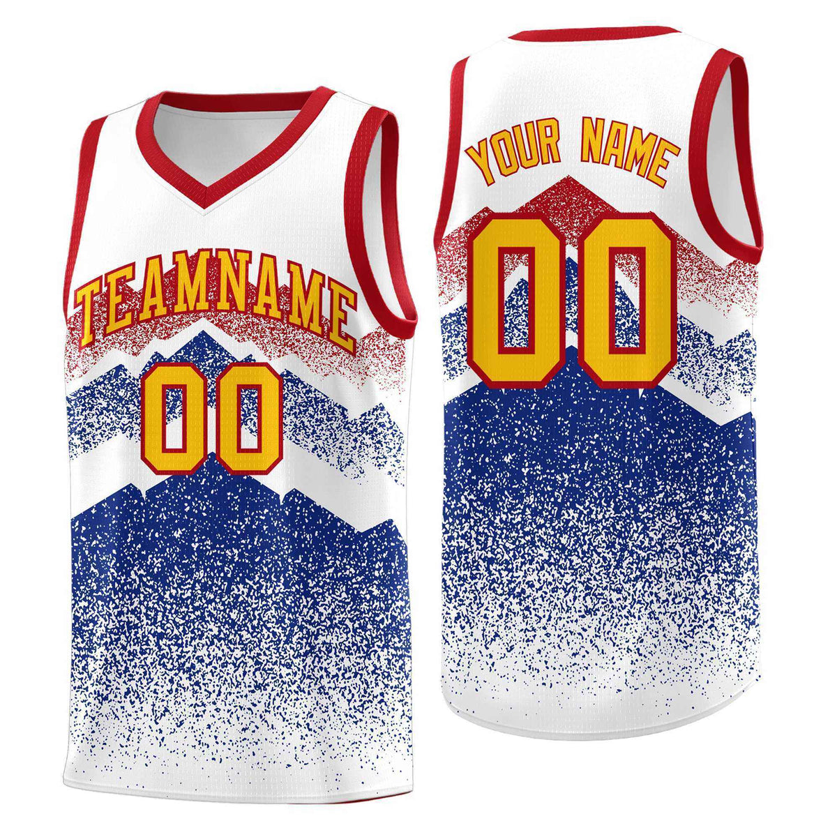 Custom Youth Basketball Jerseys White Royal Gradient Mountain Design Uniforms