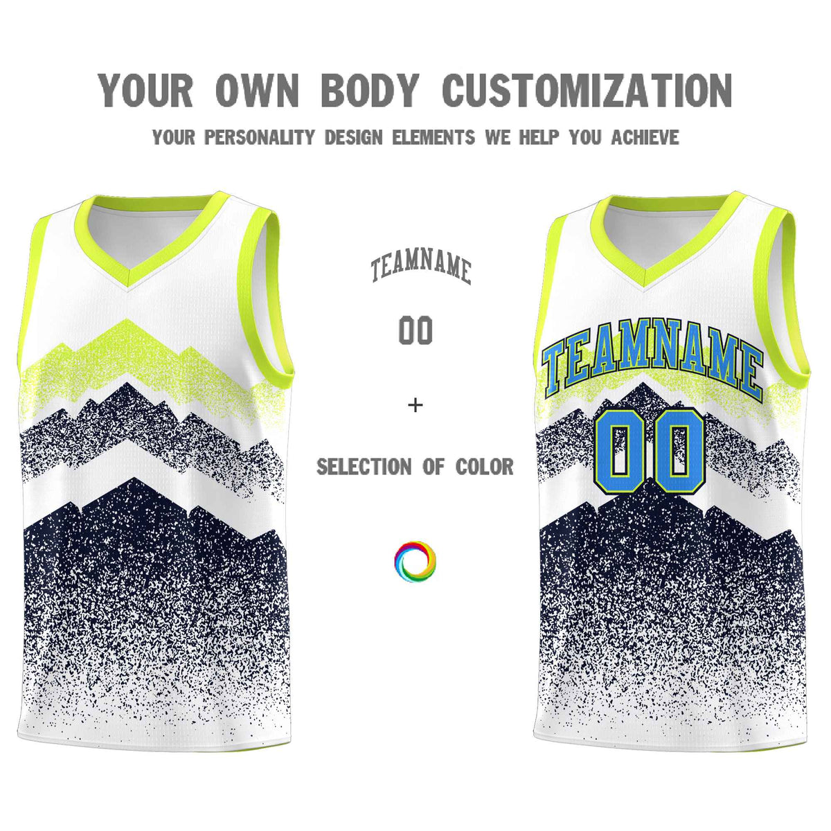 Personalized Youth Basketball Jerseys   White Navy Gradient Mountain Design Uniforms