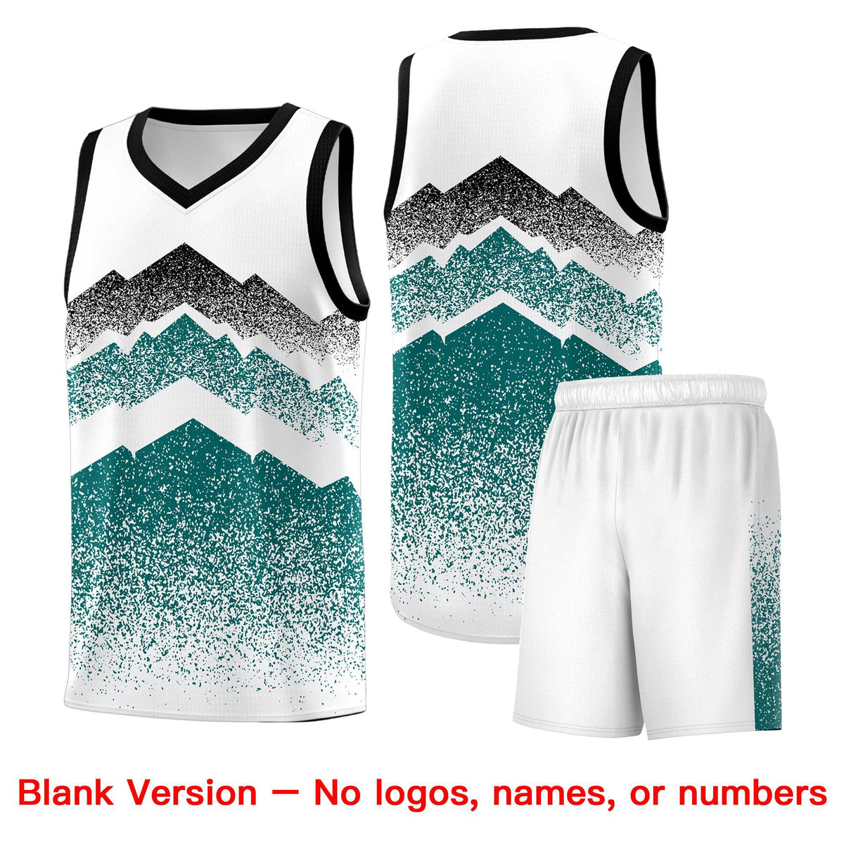 Custom Youth Basketball Jerseys White Teal Gradient Mountain Design Uniforms