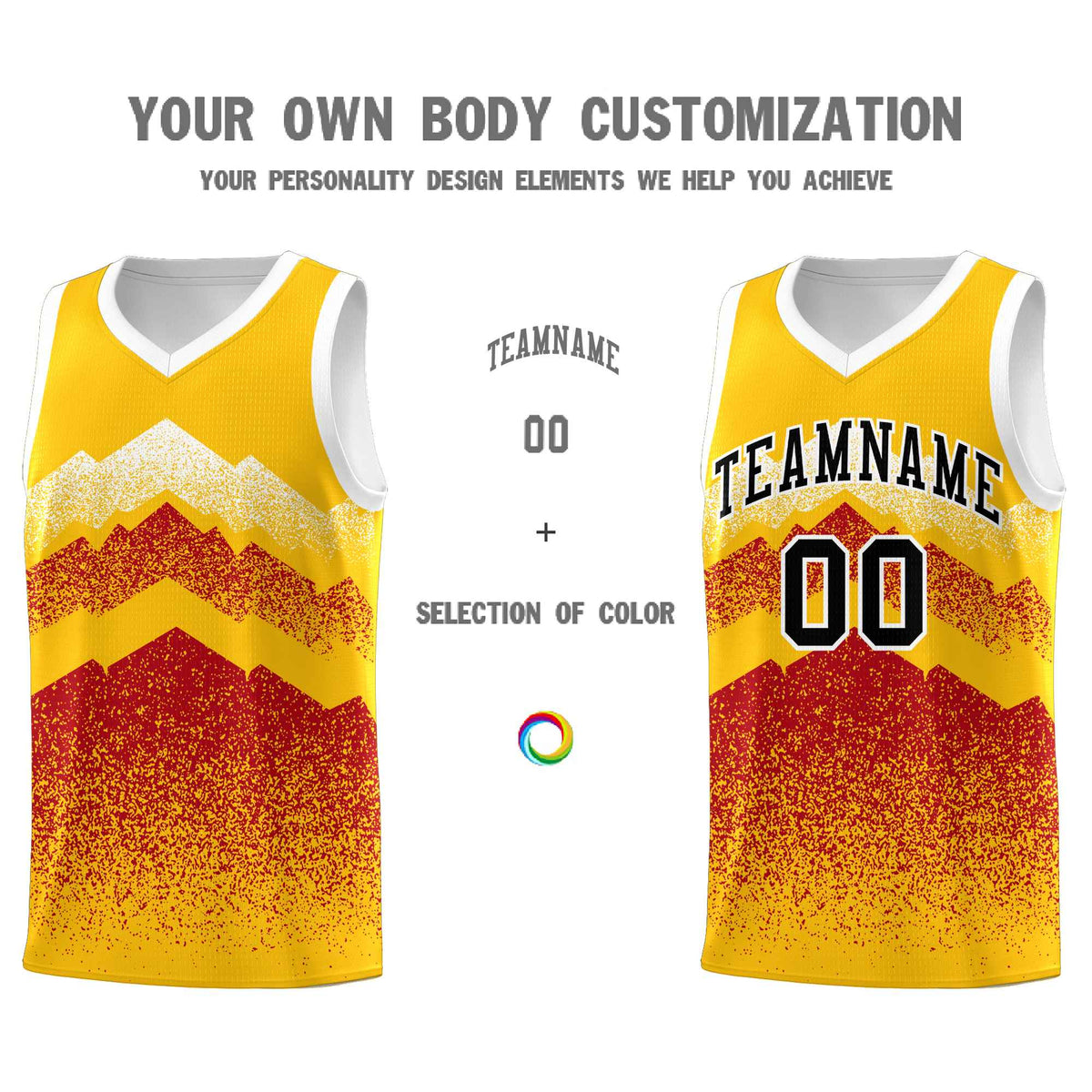 Personalized Youth Basketball Jerseys   Gold Red Gradient Mountain Design Uniforms