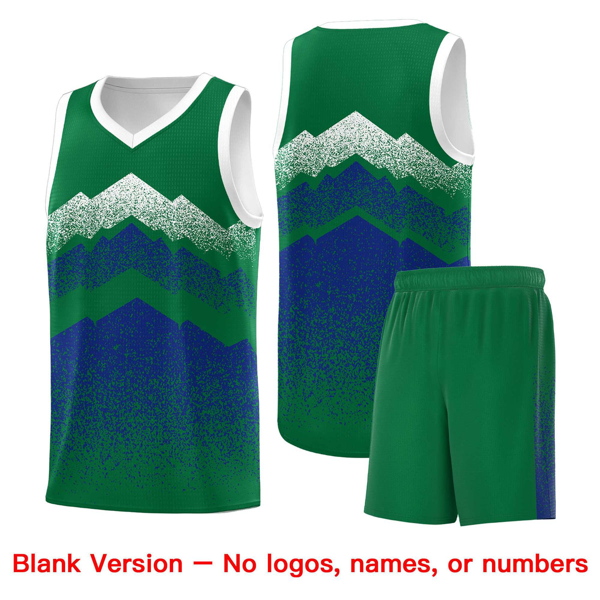 Custom Youth Basketball Jerseys Green Royal Gradient Mountain Design Uniforms