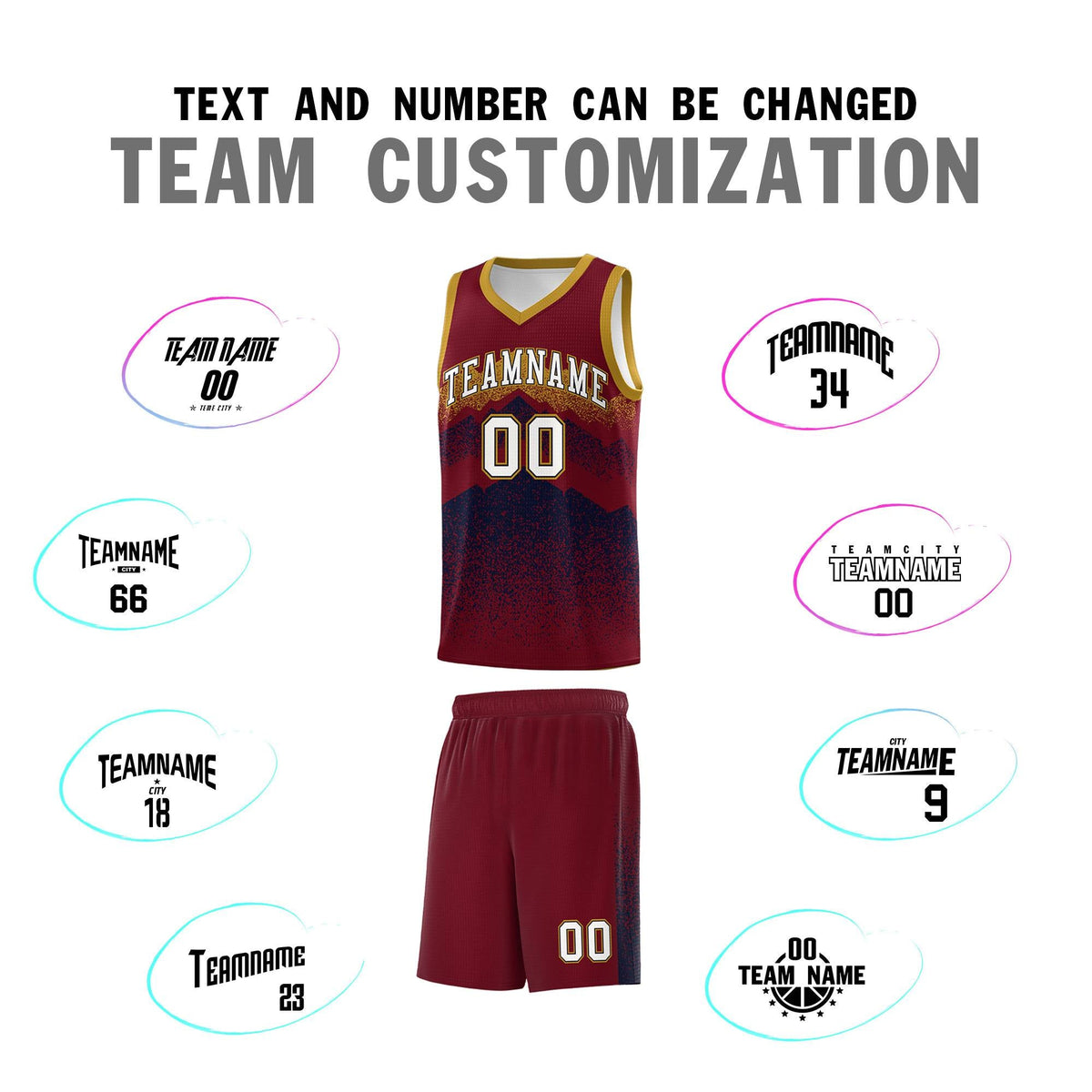 Custom Youth Basketball Jerseys Crimson Navy Gradient Mountain Design Uniforms