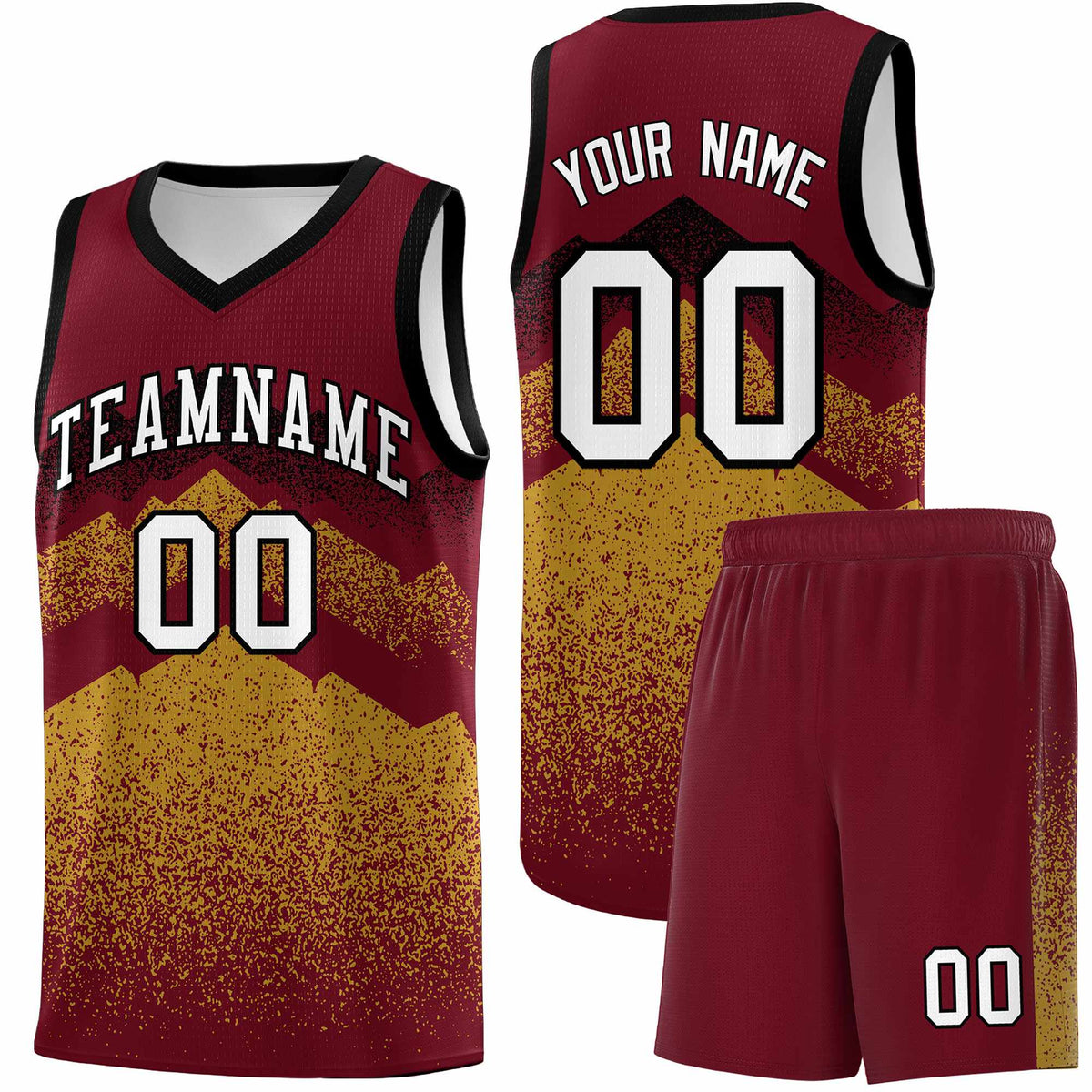 Personalized Youth Basketball Jerseys   Crimson Old Gold Gradient Mountain Design Uniforms