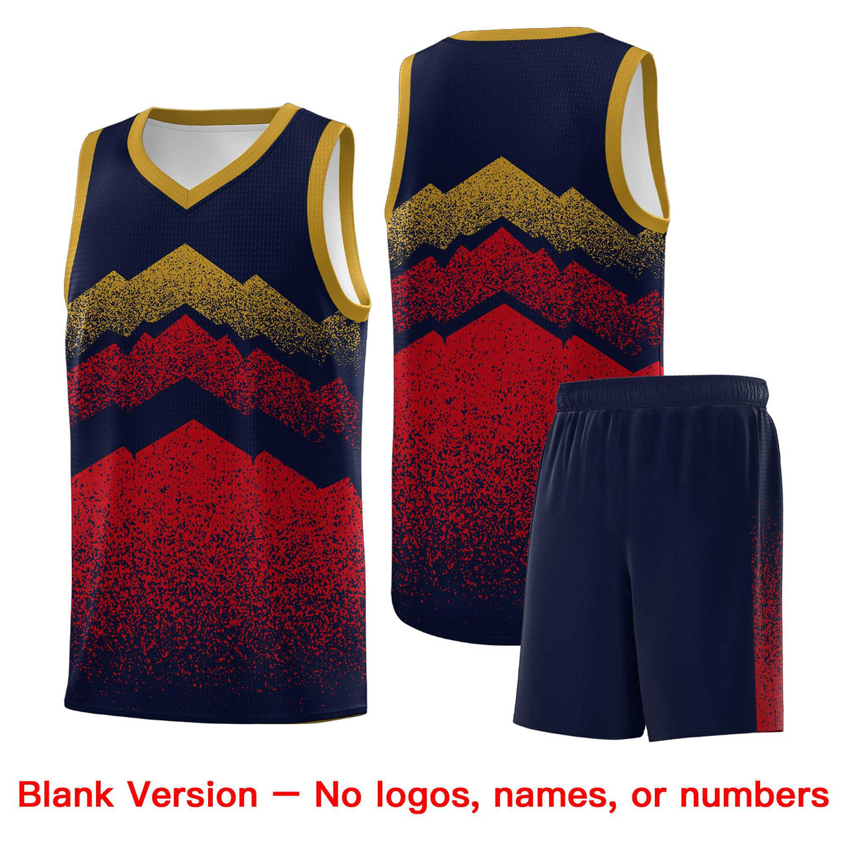 Custom Youth Basketball Jerseys Navy Red Gradient Mountain Design Uniforms