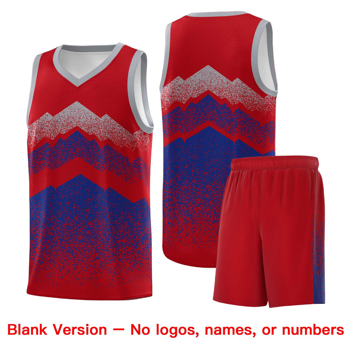 Custom Youth Basketball Jerseys Red Royal Gradient Mountain Design Uniforms