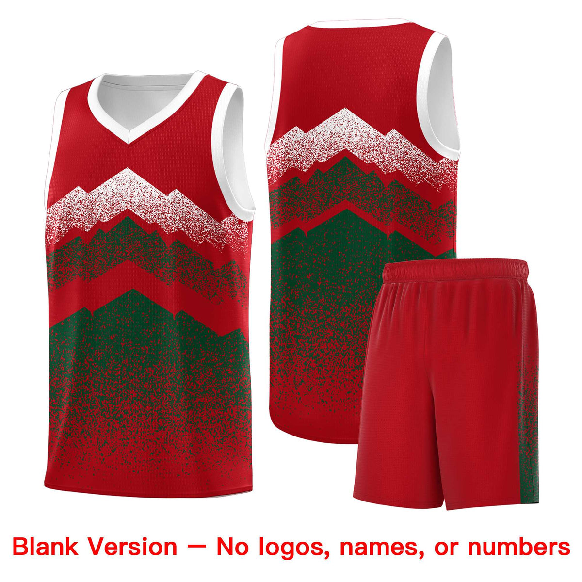 Custom Youth Basketball Jerseys Red Green Gradient Mountain Design Uniforms