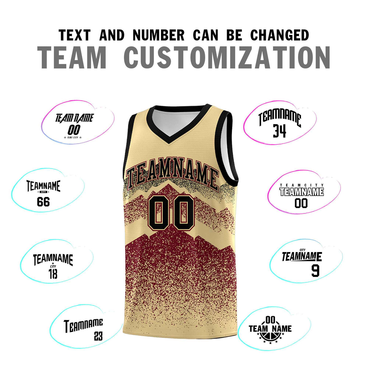 Personalized Youth Basketball Jerseys   Khaki Crimson Gradient Mountain Design Uniforms