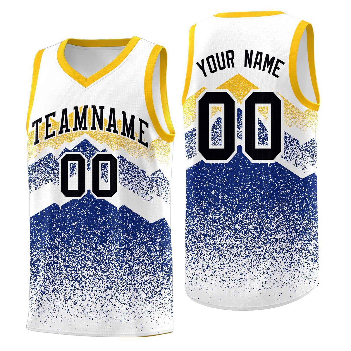 Custom Youth Basketball Jerseys White Royal Gradient Mountain Design Uniforms
