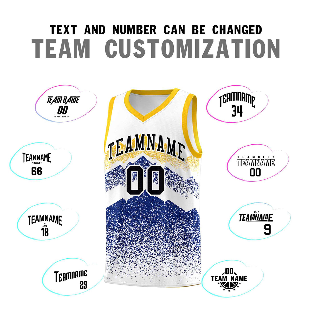 Custom Youth Basketball Jerseys White Royal Gradient Mountain Design Uniforms