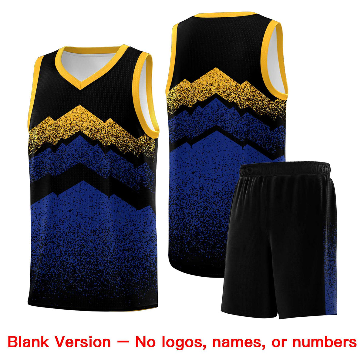 Personalized Youth Basketball Jerseys   Black Royal Gradient Mountain Design Uniforms