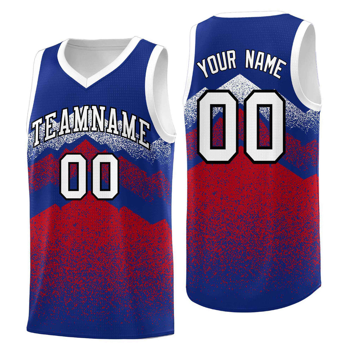 Personalized Youth Basketball Jerseys   Royal Red Gradient Mountain Design Uniforms