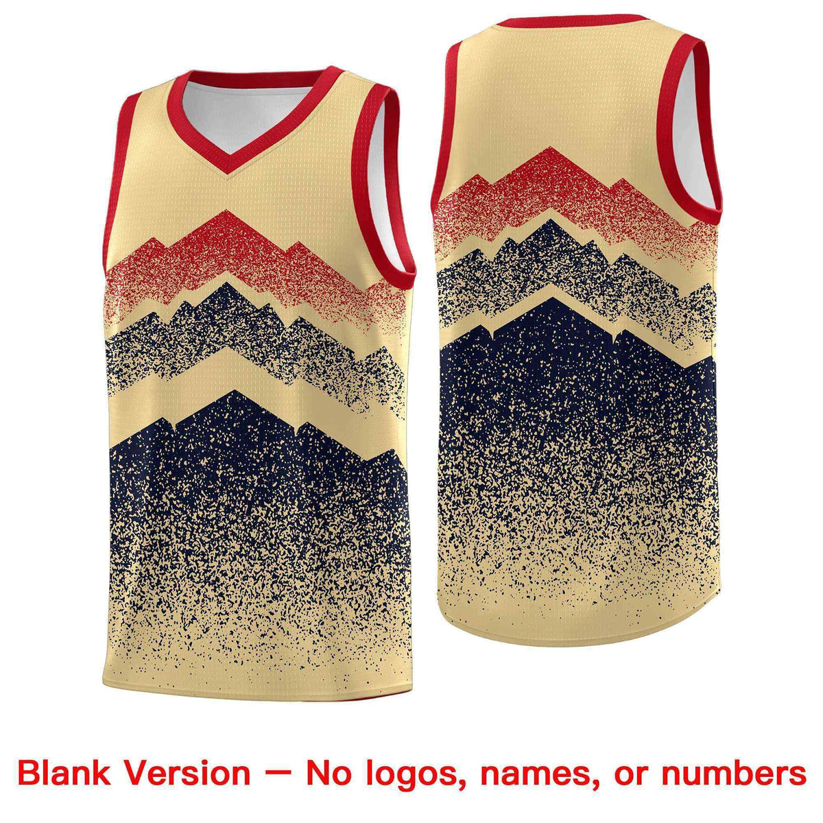 Custom Youth Basketball Jerseys Khaki Navy Gradient Mountain Design Uniforms