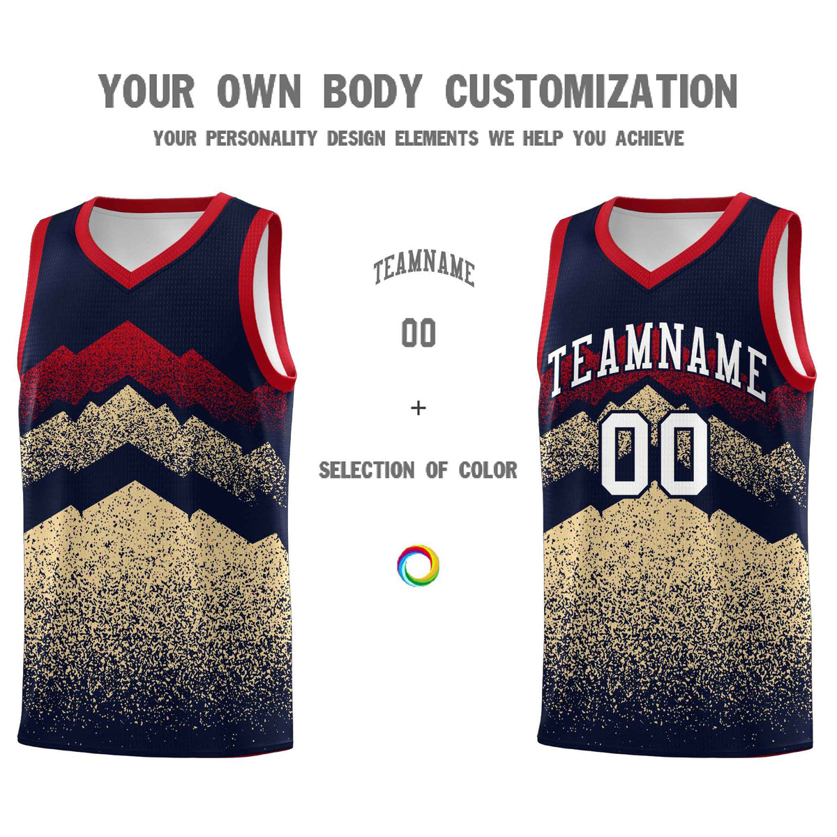 Personalized Youth Basketball Jerseys   Navy Khaki Gradient Mountain Design Uniforms