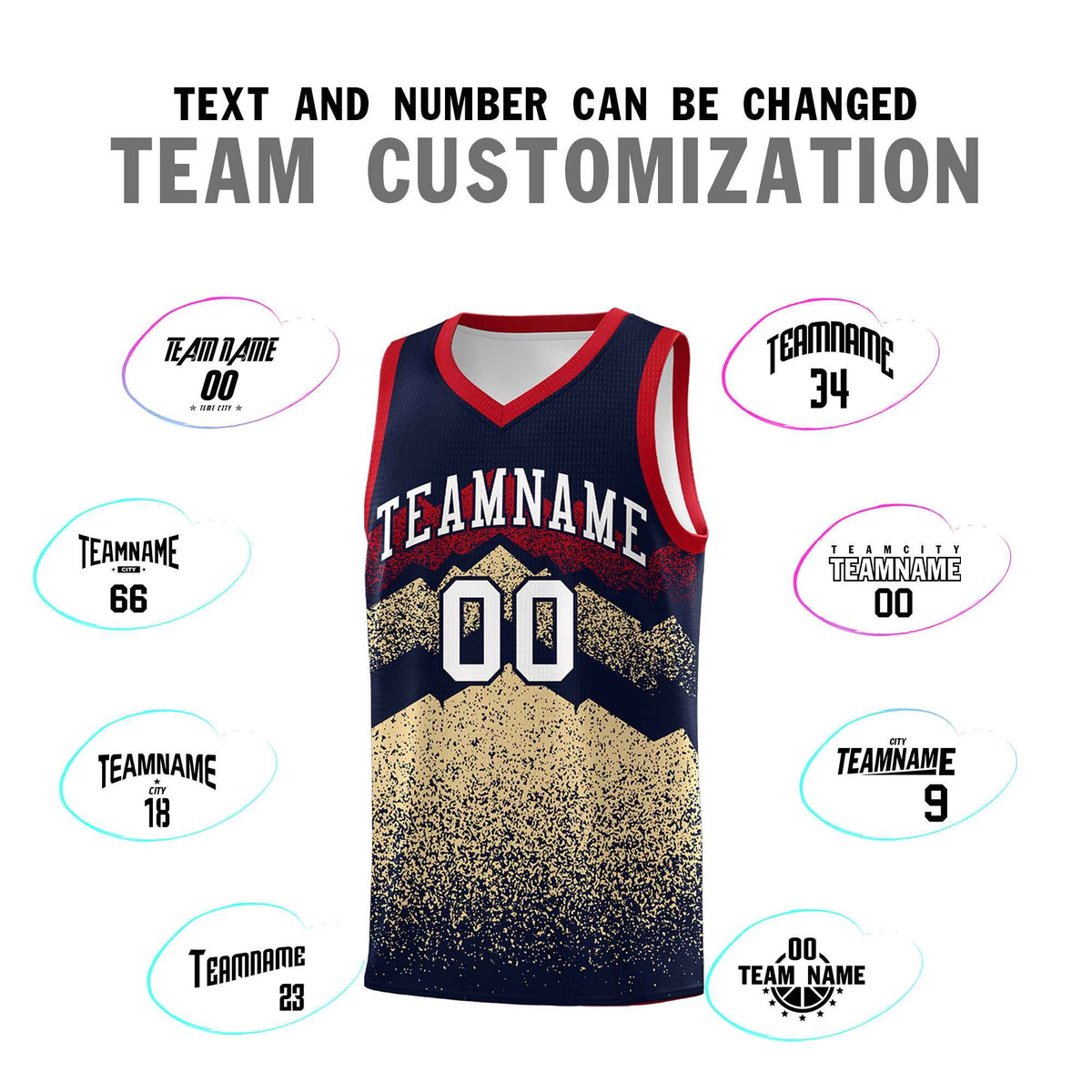 Personalized Youth Basketball Jerseys   Navy Khaki Gradient Mountain Design Uniforms