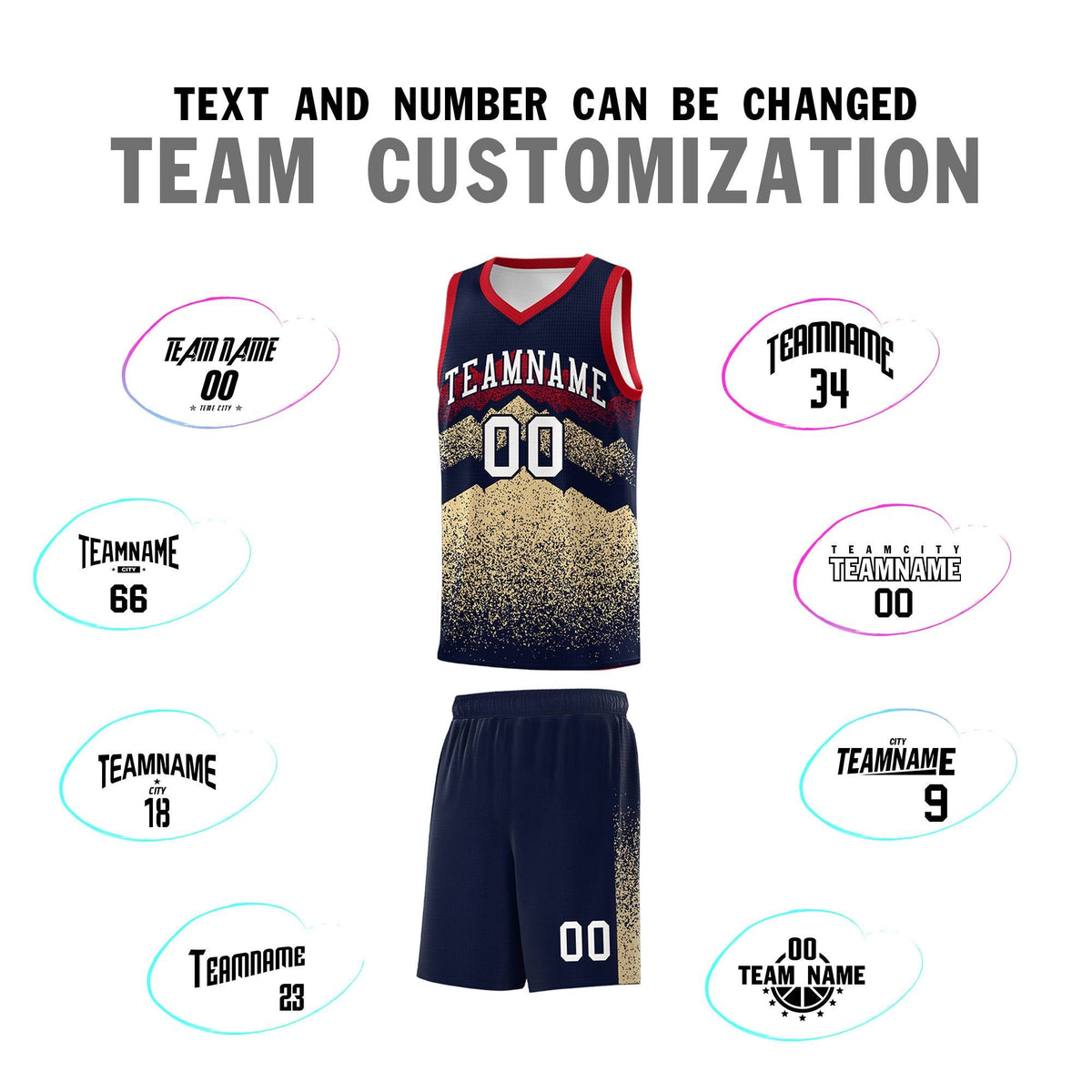 Personalized Youth Basketball Jerseys   Navy Khaki Gradient Mountain Design Uniforms