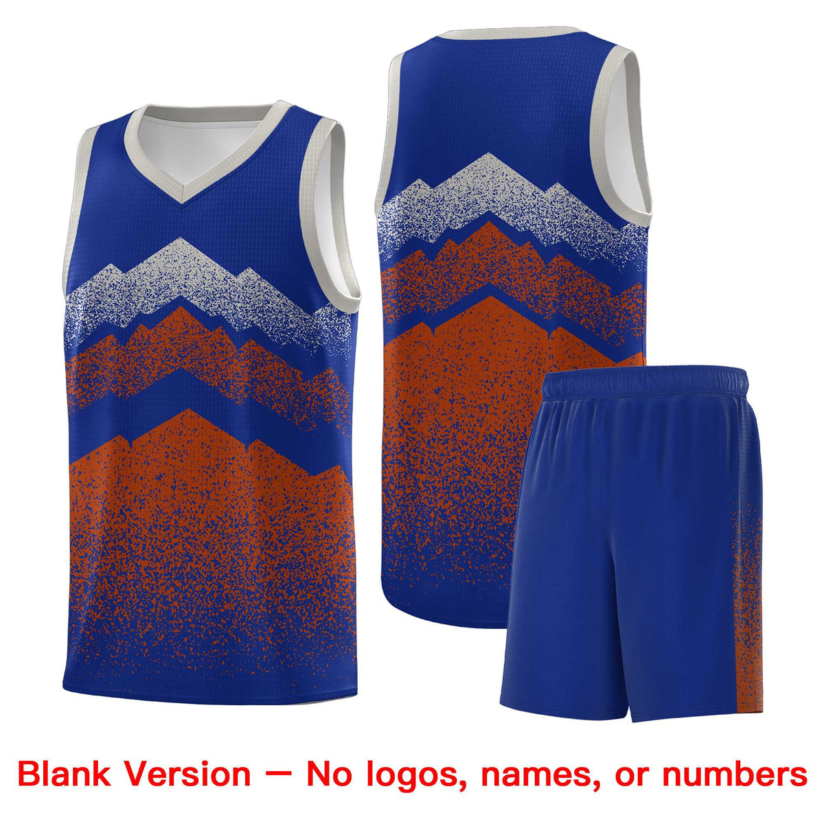 Custom Youth Basketball Jerseys Royal Dark Orange Gradient Mountain Design Uniforms