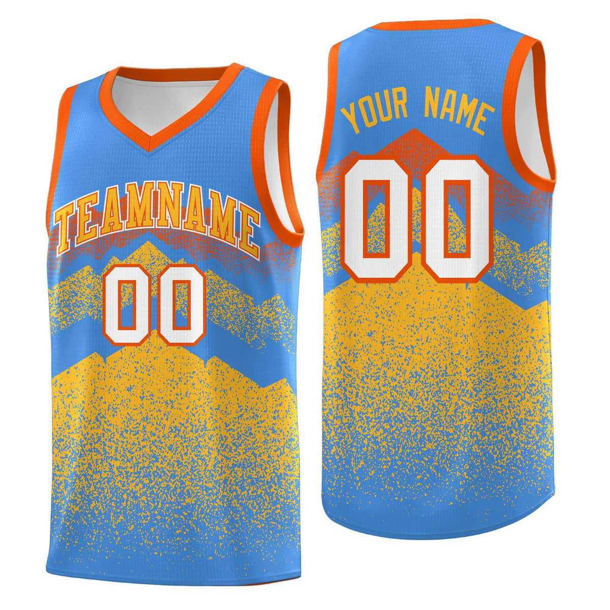 Personalized Youth Basketball Jerseys   Powder Blue Khaki Gradient Mountain Design Uniforms