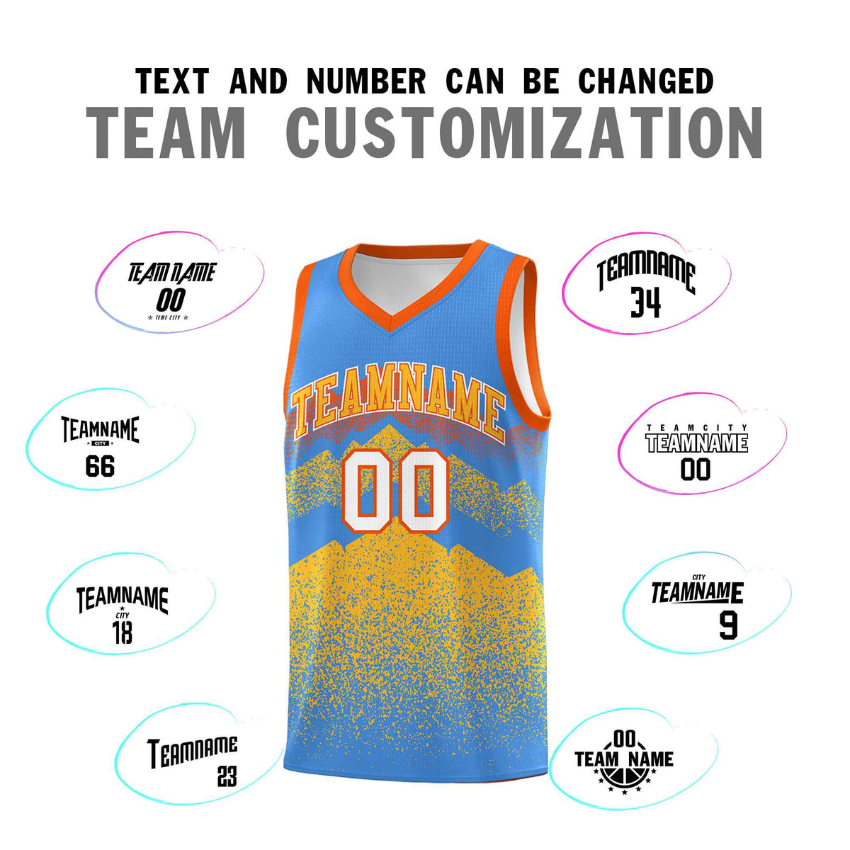 Personalized Youth Basketball Jerseys   Powder Blue Khaki Gradient Mountain Design Uniforms