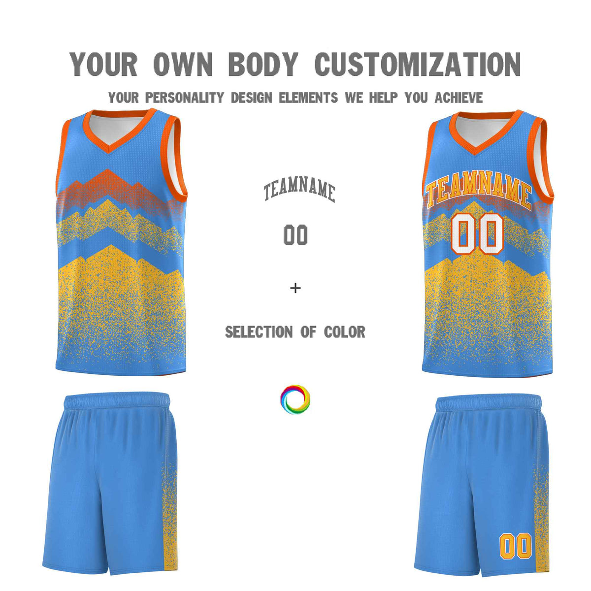 Personalized Youth Basketball Jerseys   Powder Blue Khaki Gradient Mountain Design Uniforms