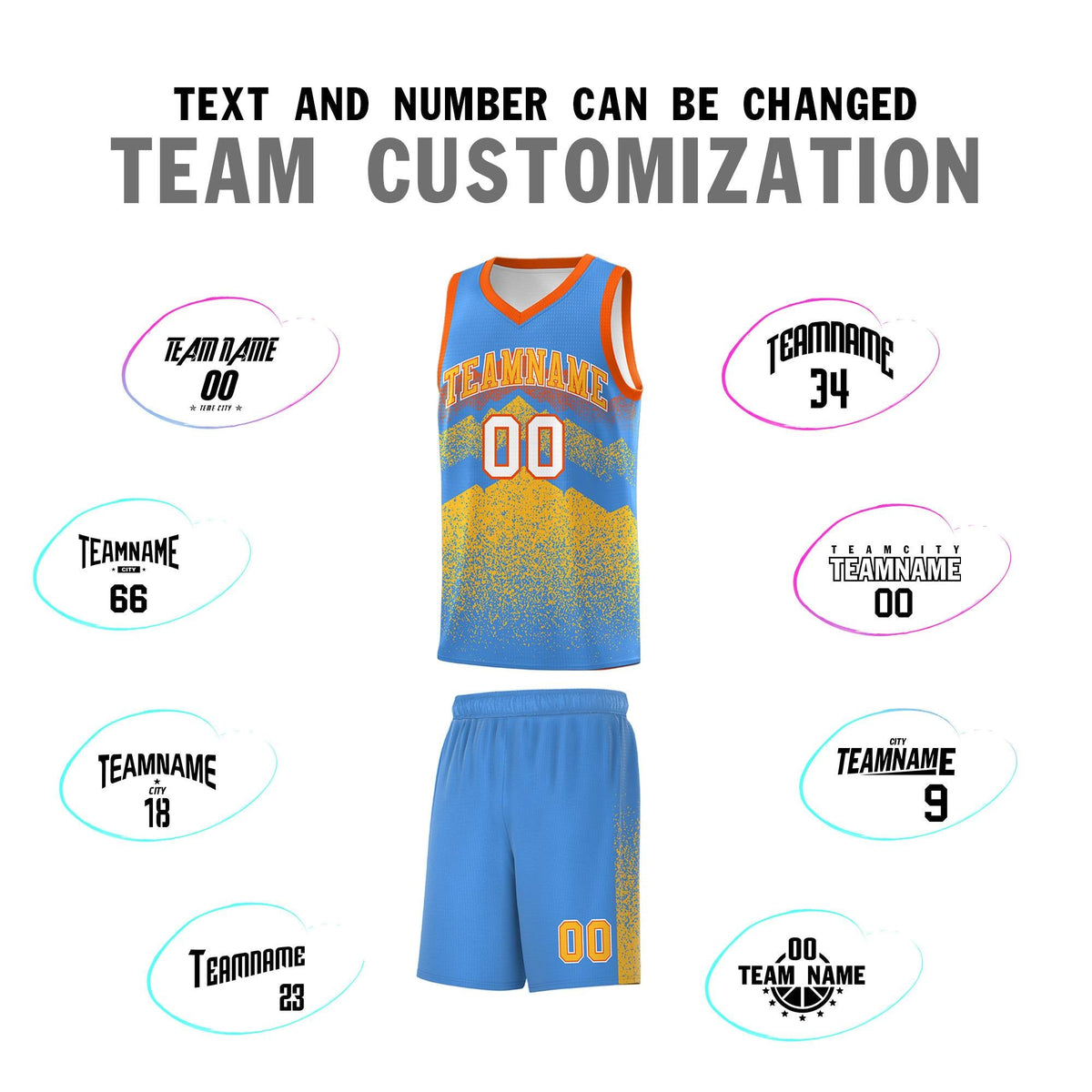 Personalized Youth Basketball Jerseys   Powder Blue Khaki Gradient Mountain Design Uniforms