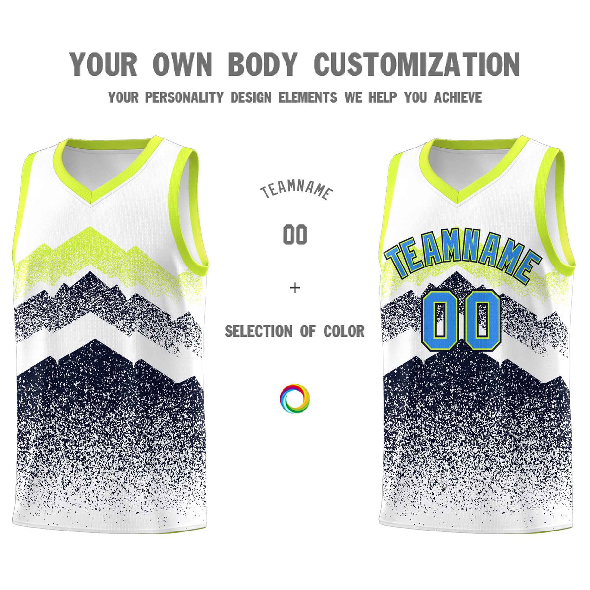 Personalized Youth Basketball Jerseys   White Navy Gradient Mountain Design Uniforms