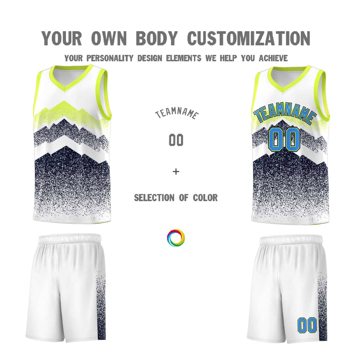 Personalized Youth Basketball Jerseys   White Navy Gradient Mountain Design Uniforms