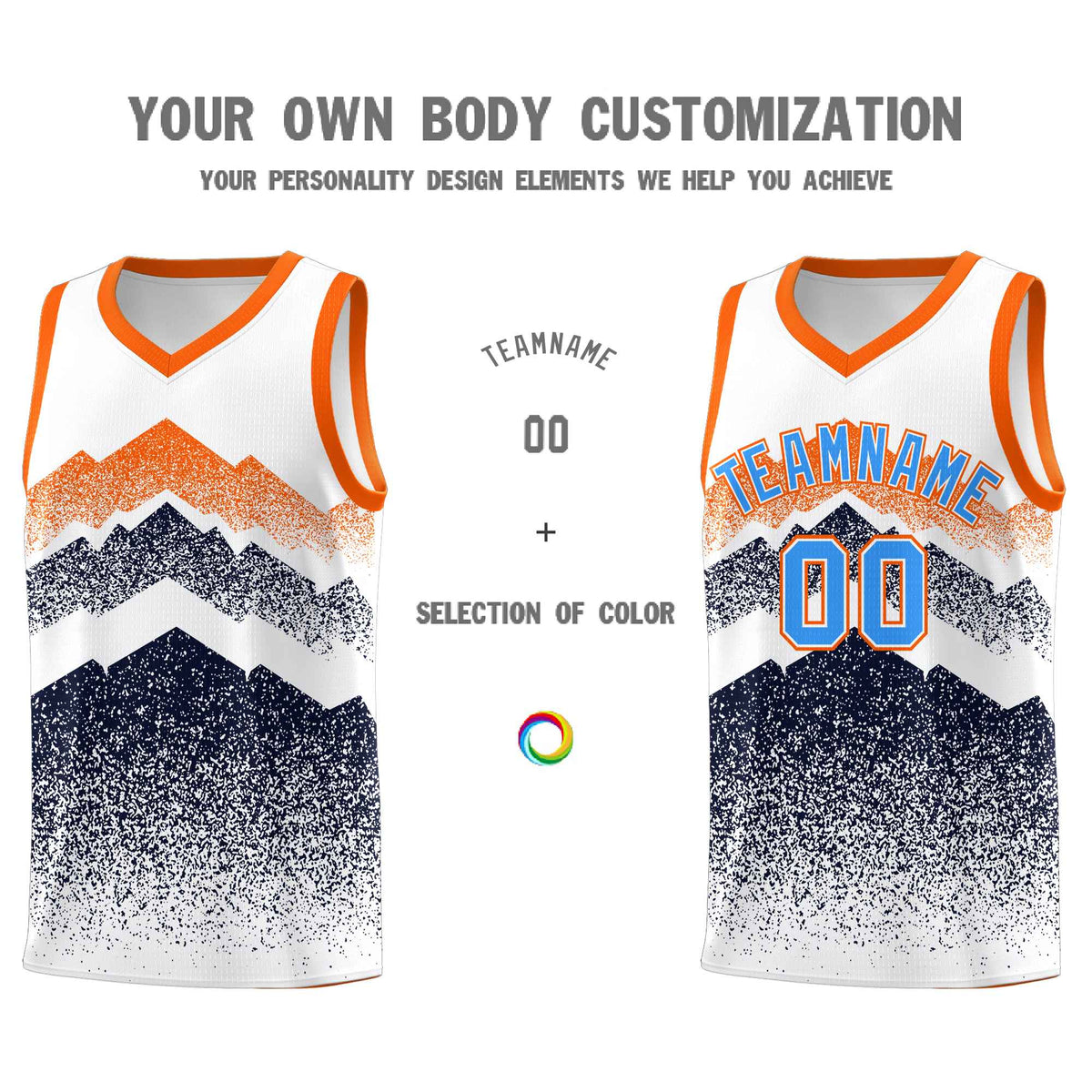 Personalized Youth Basketball Jerseys   White Navy Gradient Mountain Design Uniforms