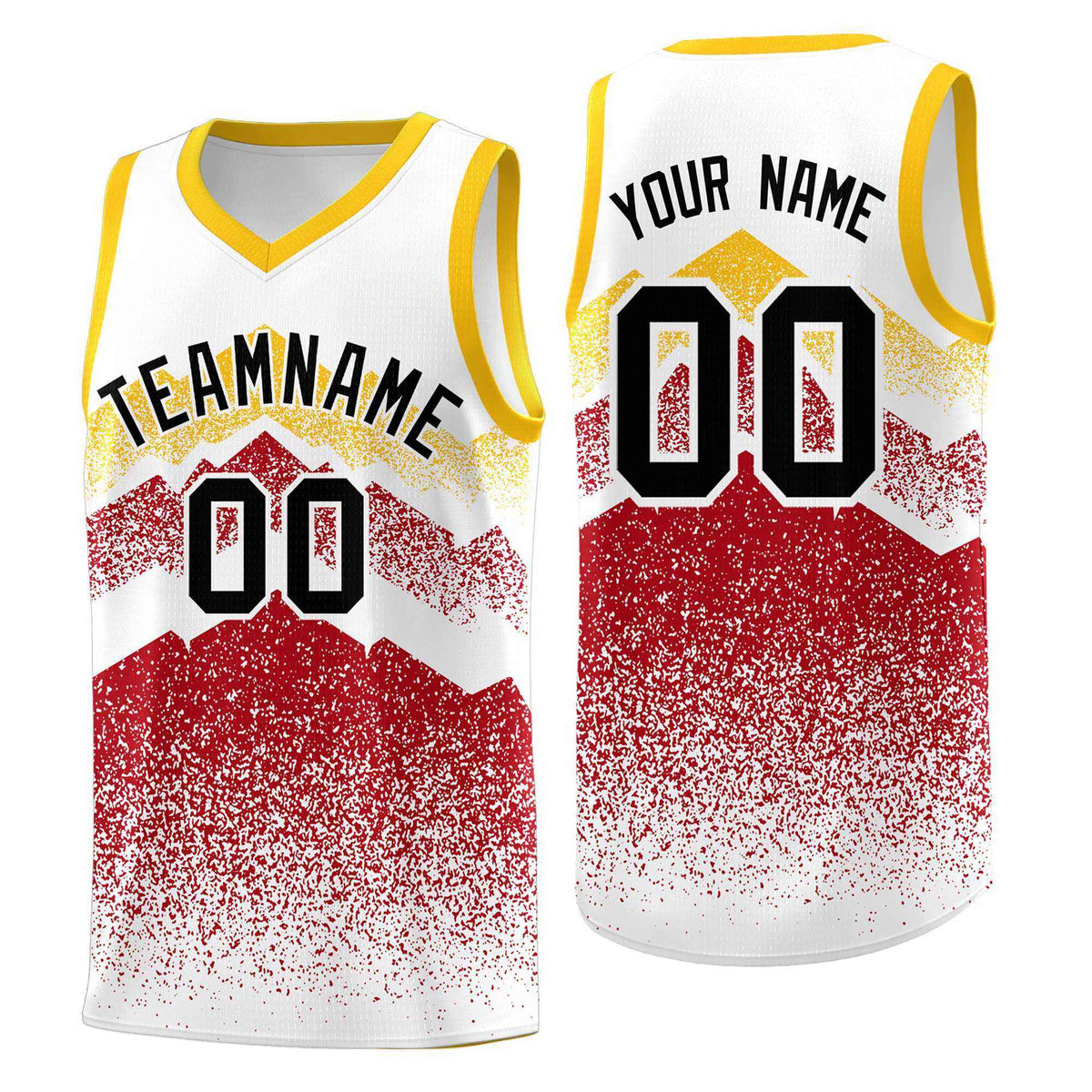 Custom Youth Basketball Jerseys White Red Gradient Mountain Design Uniforms