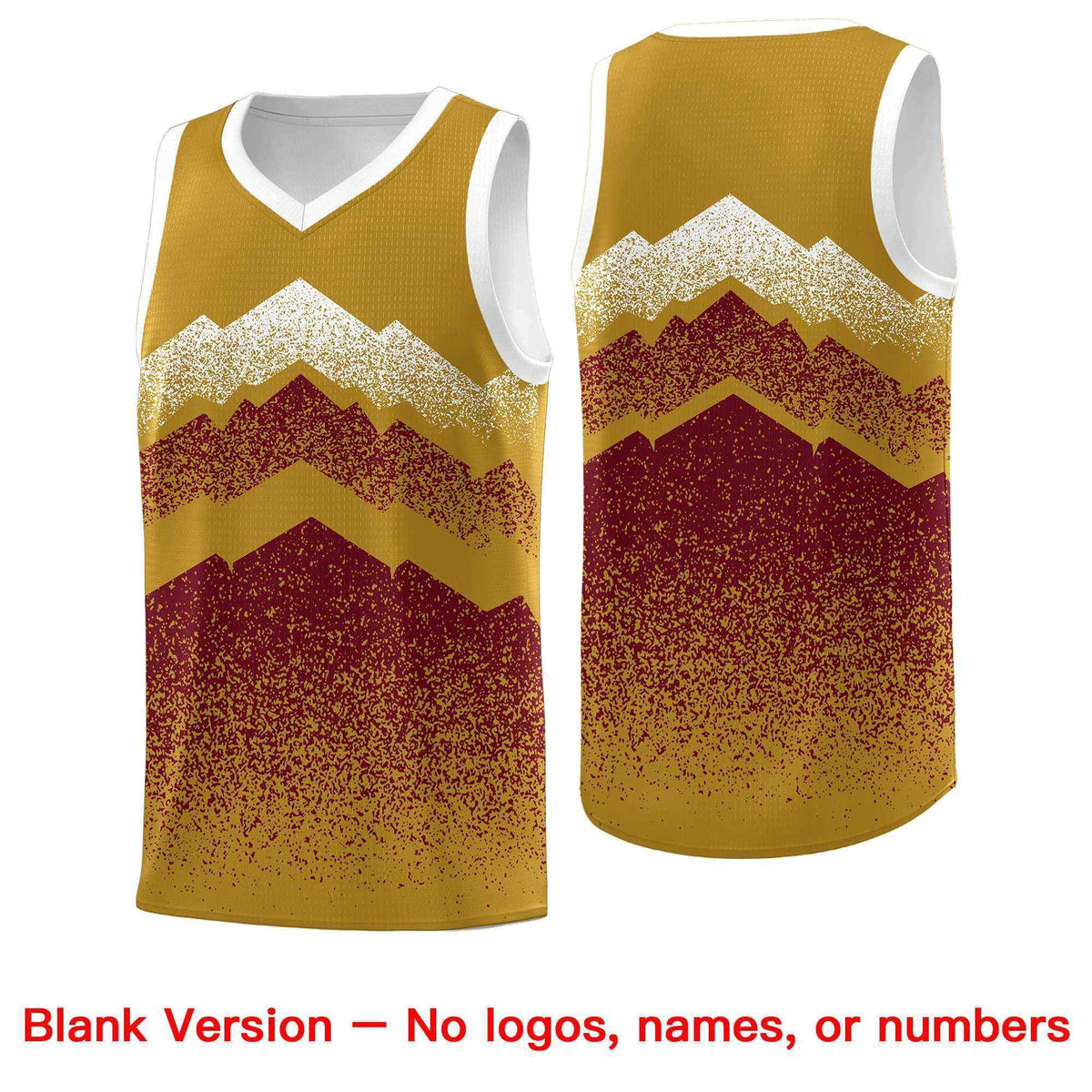 Custom Youth Basketball Jerseys Old Gold Crimson Gradient Mountain Design Uniforms