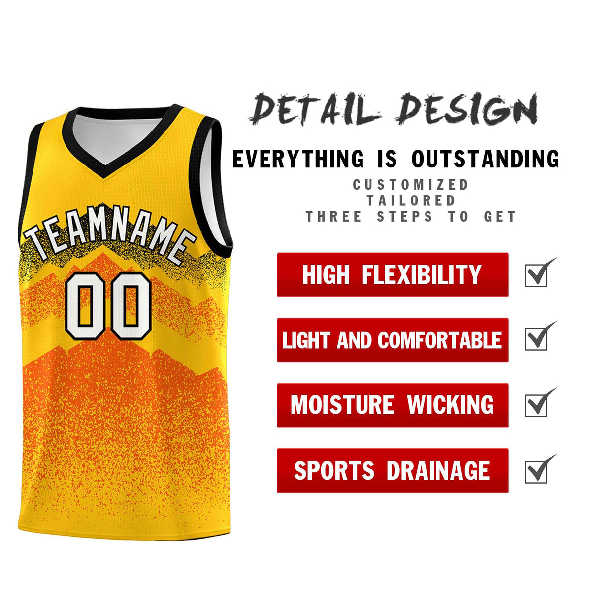 Personalized Youth Basketball Jerseys   Yellow Orange Gradient Mountain Design Uniforms