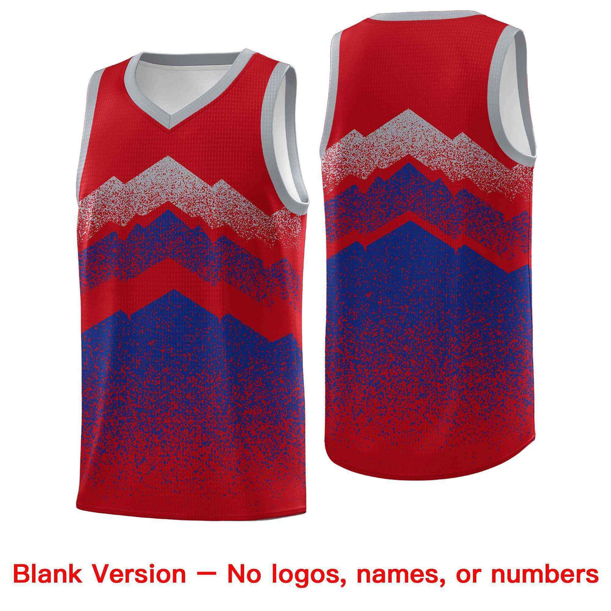 Custom Youth Basketball Jerseys Red Royal Gradient Mountain Design Uniforms