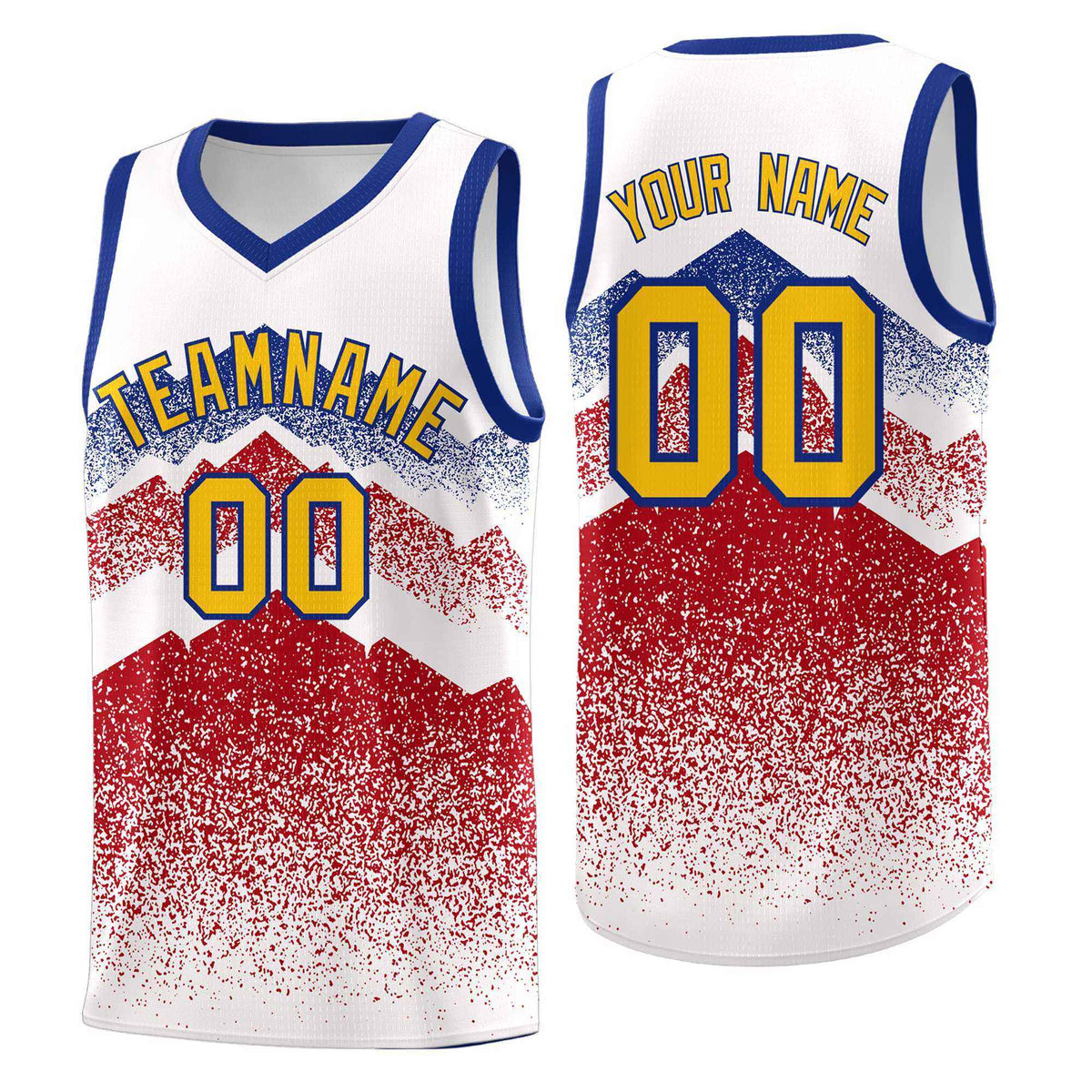 Custom Youth Basketball Jerseys White Red Gradient Mountain Design Uniforms
