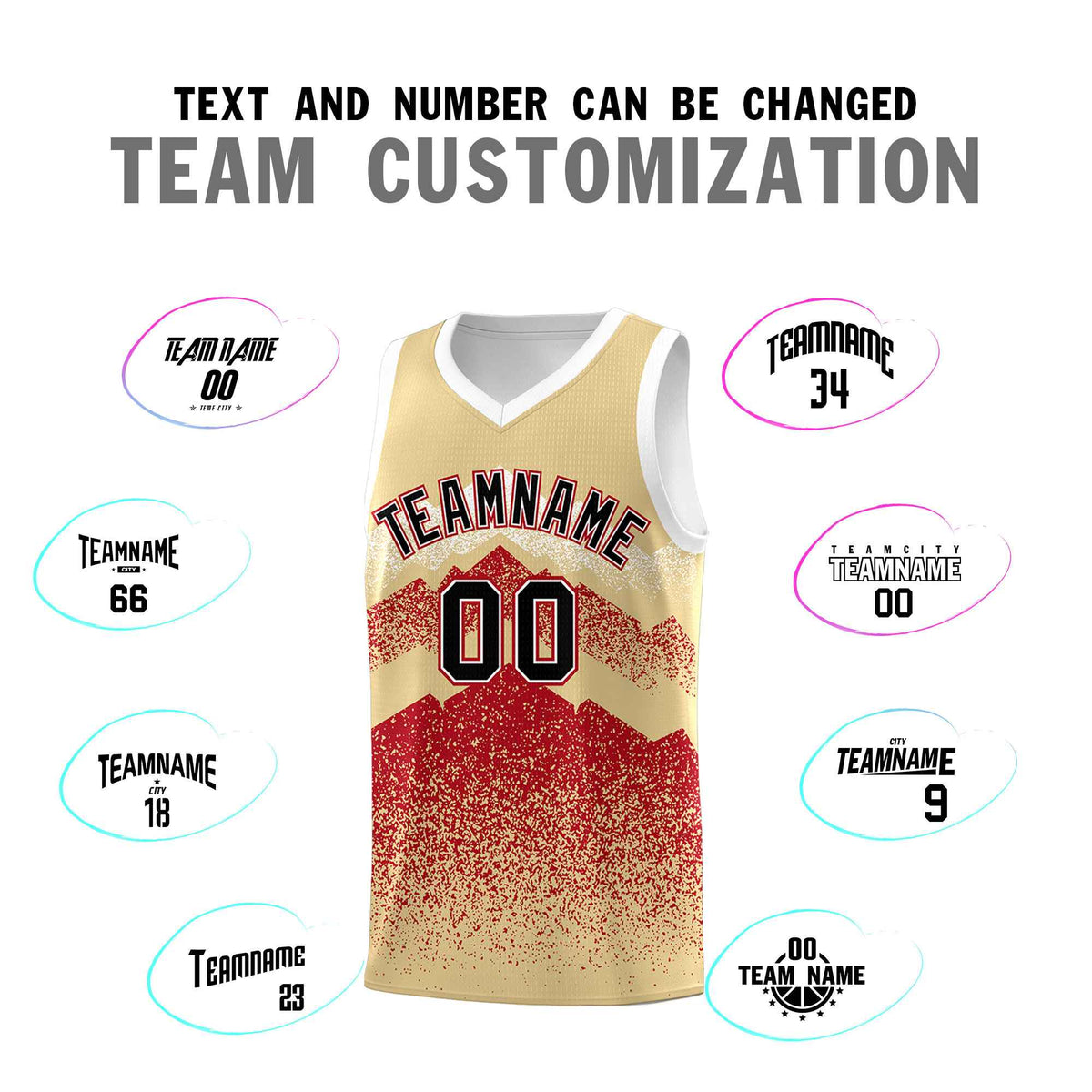 Custom Youth Basketball Jerseys Khaki Red Gradient Mountain Design Uniforms
